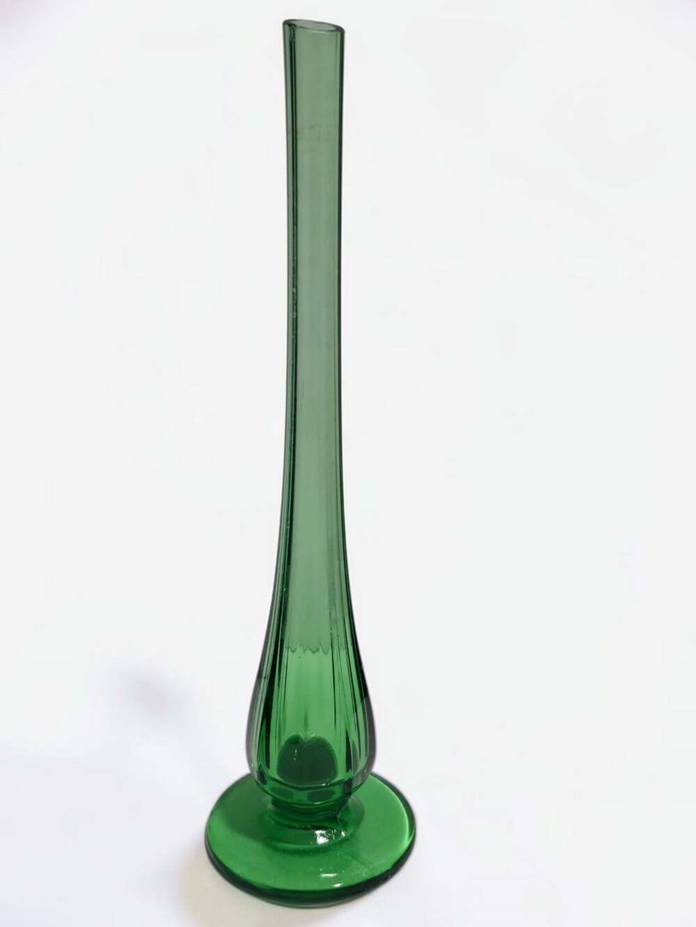 Vintage Emerald Green Art Glass Bud Vase MCM Scandinavian Style